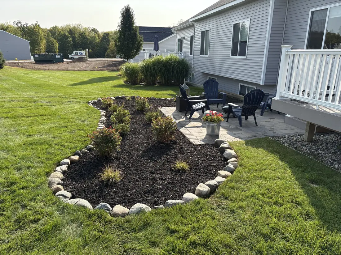 Landscape bed and patio